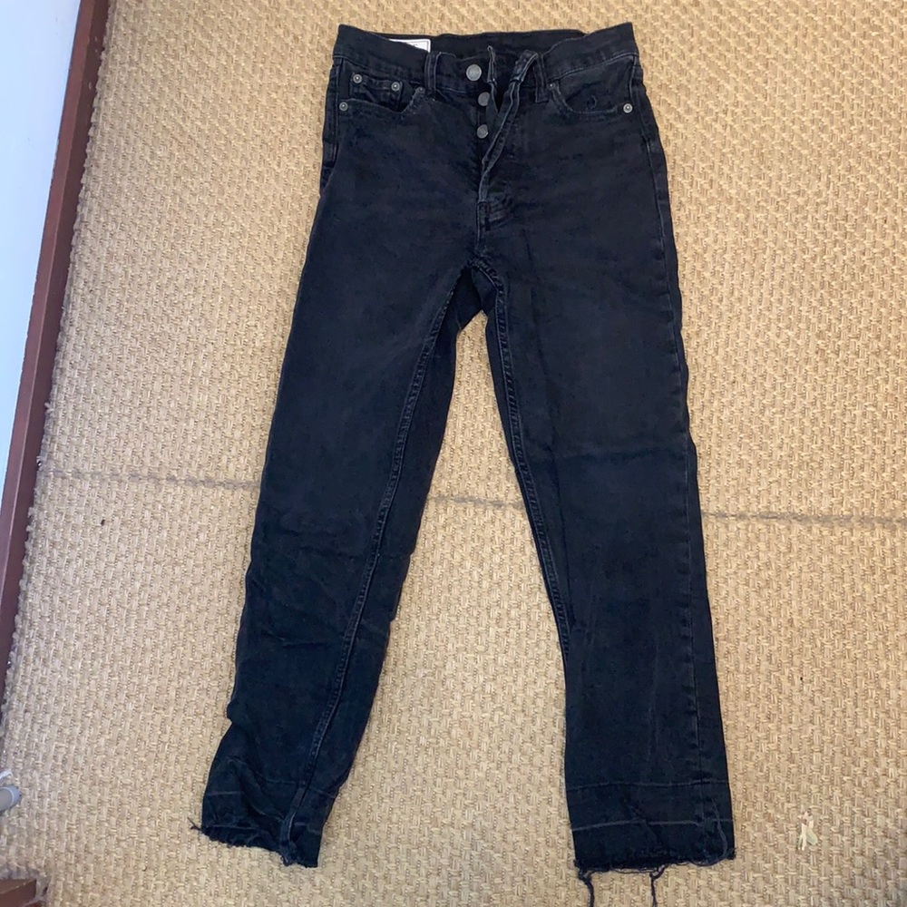 Washed black cheeky straight jeans